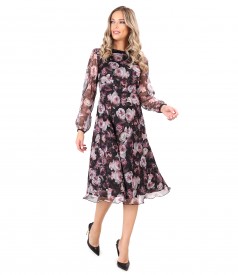 Digital floral printed veil dress