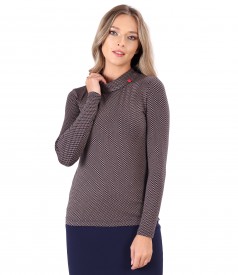 Elastic jersey blouse with long sleeves