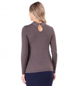 Elastic jersey blouse with long sleeves