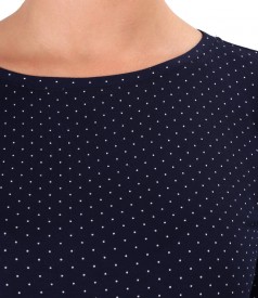 Elastic viscose jersey blouse printed with dots