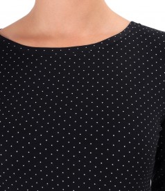 Elastic viscose jersey blouse printed with dots