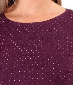 Elastic viscose jersey blouse printed with dots