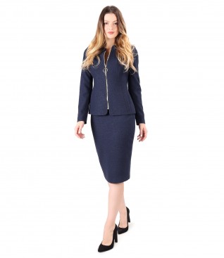 Office women suit with skirt and elastic fabric jacket