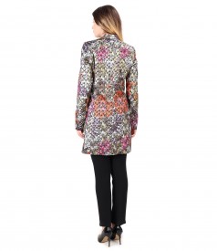 Elegant outfit with brocade jacket and viscose satin blouse