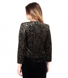 Printed velvet bolero with detachable brooch