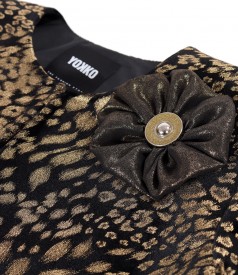 Printed velvet bolero with detachable brooch