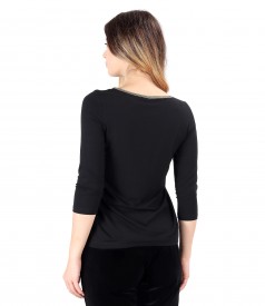 Elegant blouse made of fine elastic jersey with 3/4 sleeves