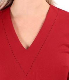 Midi office dress made of thick elastic jersey