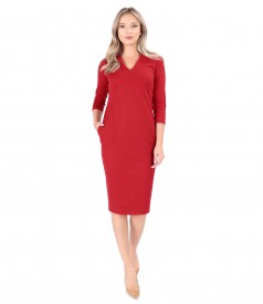 Midi office dress made of thick elastic jersey