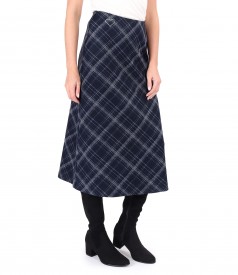 Flared plaid midi skirt