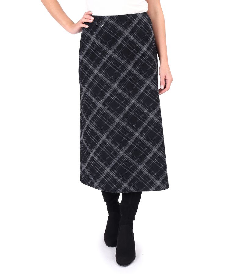 Flared plaid midi skirt