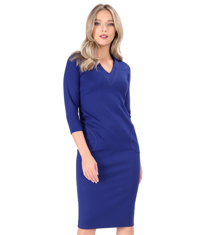 Midi office dress made of thick elastic jersey