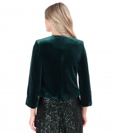 Elastic velvet bolero with detachable brooch