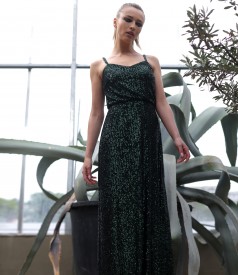 Long sequined dress with straps