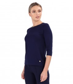 Elegant blouse made of fine elastic jersey with 3/4 sleeves