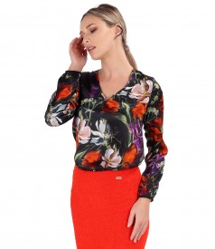 Elegant printed natural silk blouse