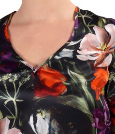 Elegant printed natural silk blouse