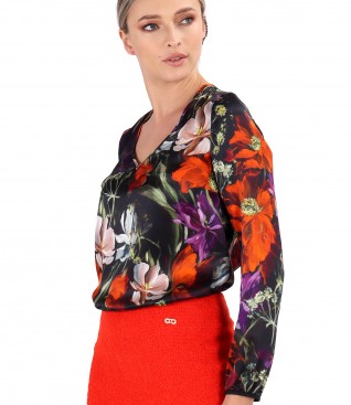 Elegant printed natural silk blouse