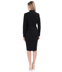 Office outfit with skirt and jacket made of elastic fabric