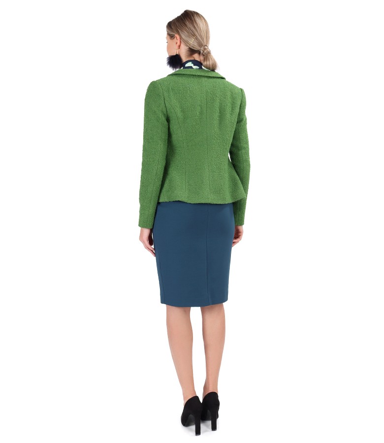 Jacket made of wool and alpaca and elastic jersey dress