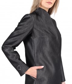 Elegant fabric coat with glossy effect