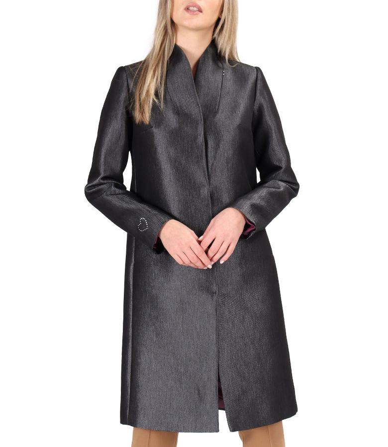 Elegant fabric coat with glossy effect