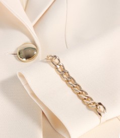 Office jacket in elastic fabric with decorative chain