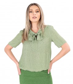 Elegant viscose blouse with scarf collar