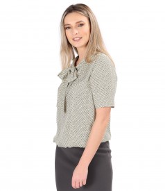 Elegant viscose blouse with scarf collar