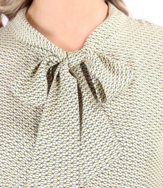 Elegant viscose blouse with scarf collar