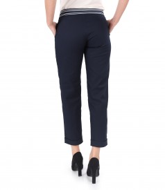 Elastic cotton pants with front pockets