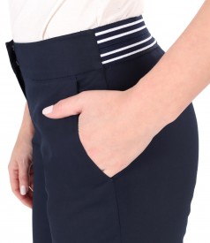 Elastic cotton pants with front pockets