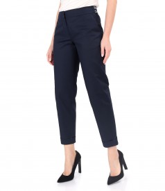 Elastic cotton pants with front pockets