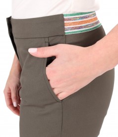 Elastic cotton pants with front pockets