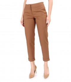 Elastic cotton pants with front pockets