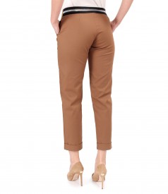 Elastic cotton pants with front pockets