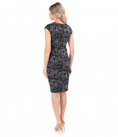 Elegant dress made of printed elastic brocade