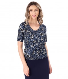 Digital printed viscose elastic jersey blouse