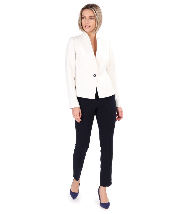 Office outfit with pants and jacket with tunic collar