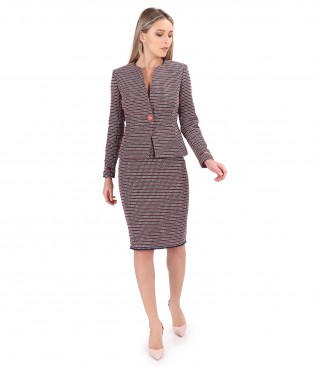 Women office suit with cotton skirt and jacket