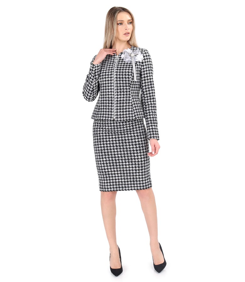 Women office suit with cotton skirt and jacket