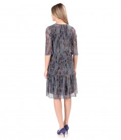 Casual dress with ruffles made of printed veil