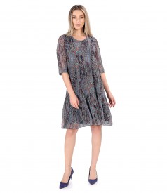 Casual dress with ruffles made of printed veil