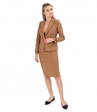 Women office suit with jacket and elastic fabric skirt