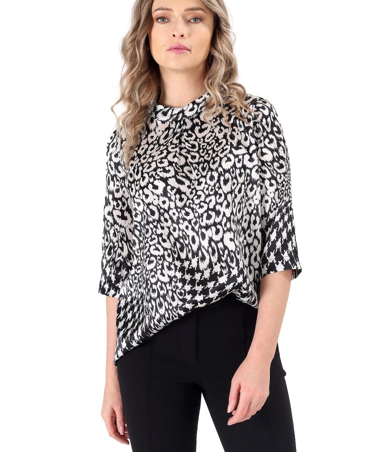 Natural silk blouse printed