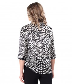 Natural silk blouse printed