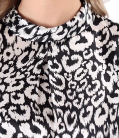 Natural silk blouse printed