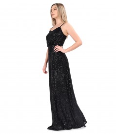 Long sequin dress with straps