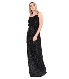 Long sequin dress with straps
