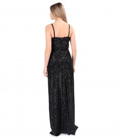 Long sequin dress with straps